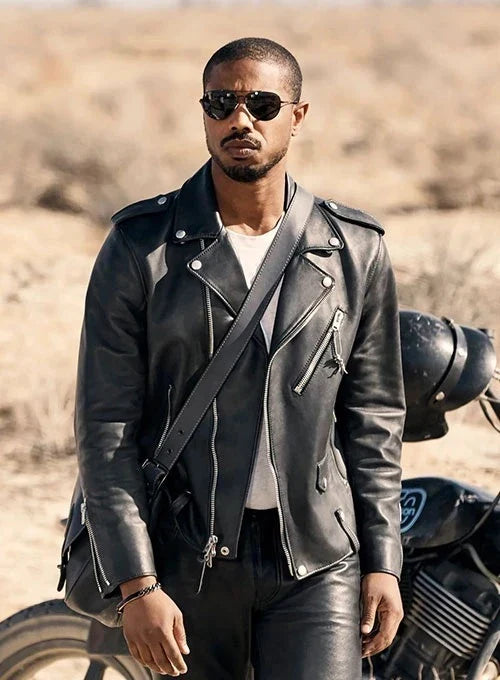 michael b jordan leather jacket look