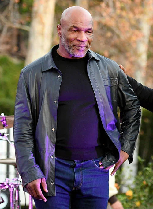 Iconic Mike Tyson black leather shirt for men in American Style