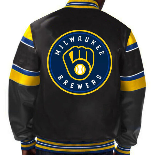 Official MLB Milwaukee Brewers leather jacket for loyal fans in USA
