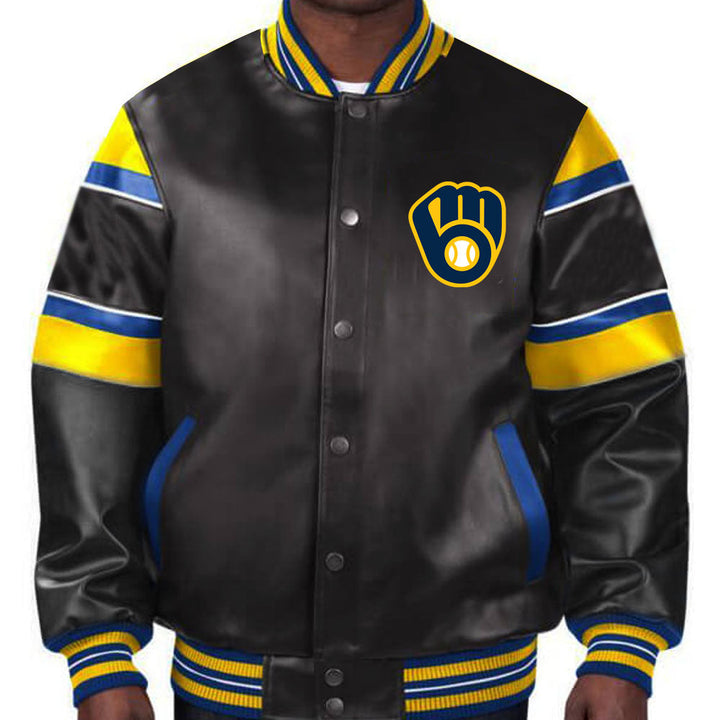 Premium quality Milwaukee Brewers leather jacket for men and women in American Style
