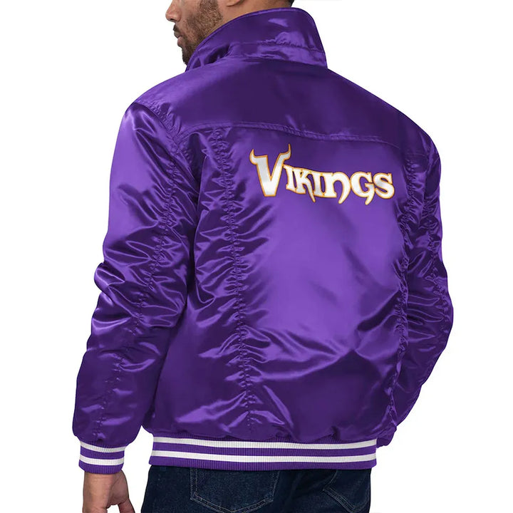 Stylish satin bomber jacket for Vikings fans in USA