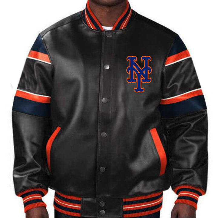 Premium quality New York Mets leather jacket for men and women in American Style