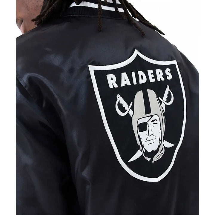 Stylish Las Vegas Raiders black bomber jacket with ribbed cuffs in USA
