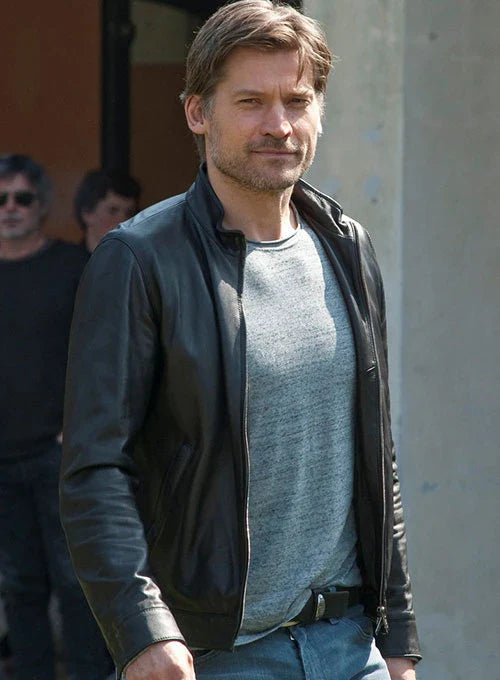 Celebrity style black leather jacket

