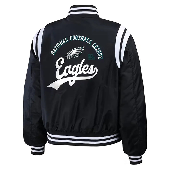 Water-resistant nylon jacket with Eagles team logo in USA