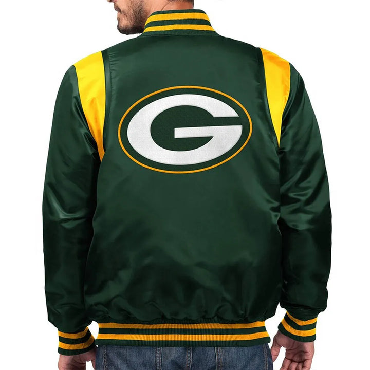 NFL Packers green satin varsity jacket in USA