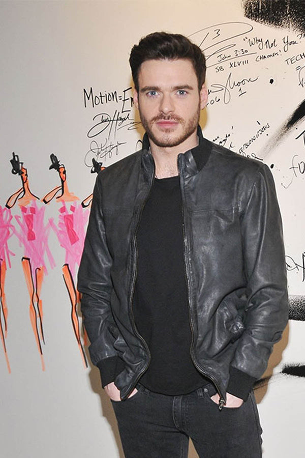 Richard Madden Style Leather Jacket For Men