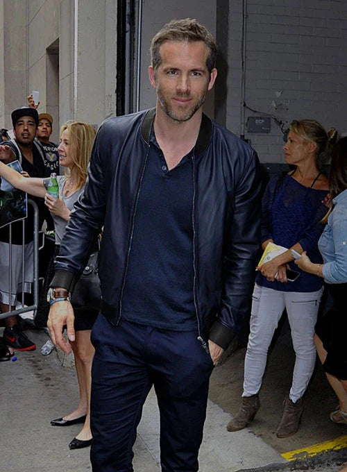 RYAN REYNOLDS LEATHER JACKET FOR MEN
