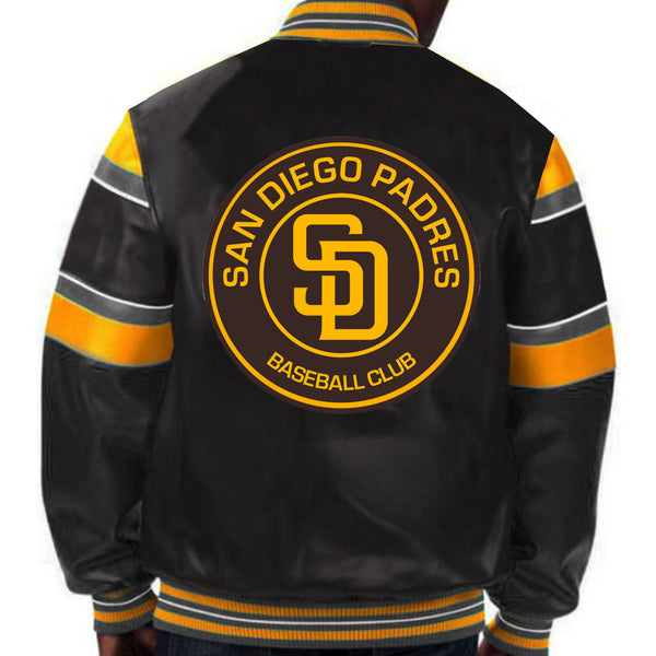 Stylish MLB San Diego Padres leather jacket with official team logo in USA