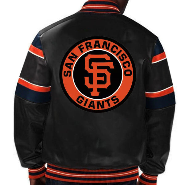 Stylish MLB San Francisco Giants leather jacket with team logo in USA