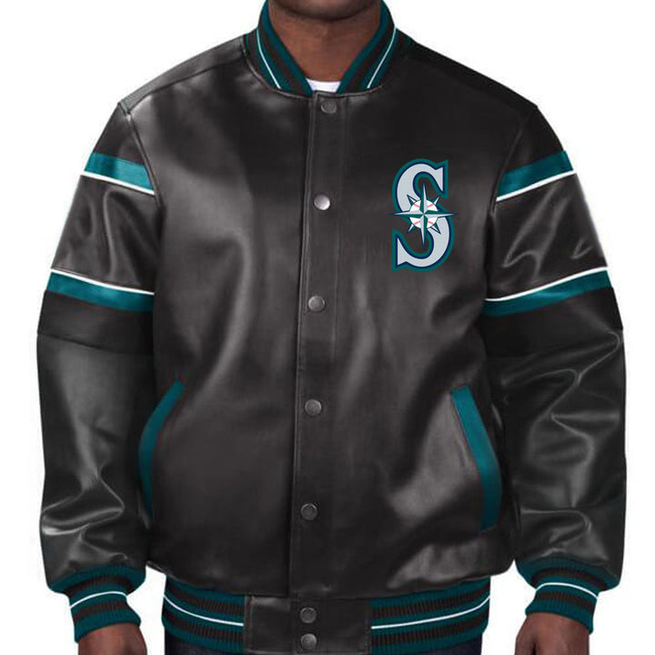 Authentic Seattle Mariners leather jacket for true baseball fans in United State Market