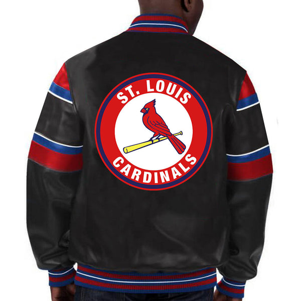 Stylish MLB St Louis Cardinals leather jacket with team logo in USA