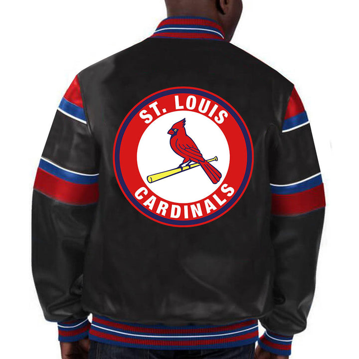Stylish MLB St Louis Cardinals leather jacket with team logo in USA
