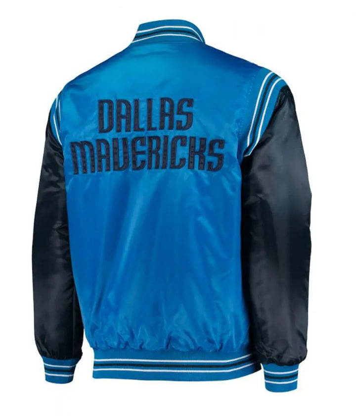 Back view NBA Varsity Dallas Mavericks Blue Satin Jacket