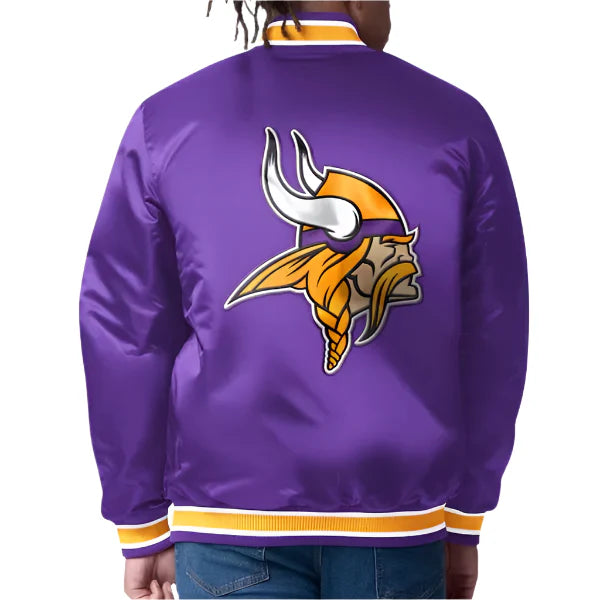 NFL Minnesota Vikings satin varsity bomber jacket in USA