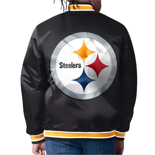 NFL Pittsburgh Steelers satin varsity bomber jacket in USA