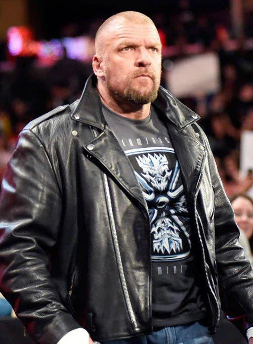 WWE TRIPLE H BLACK LEATHER JACKET