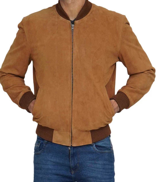 Men's stylish brown suede jacket in USA market