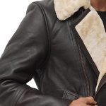 Asymmetrical Brown Shearling Leather Coat For Men