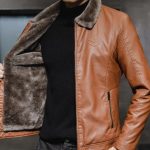 Winter Thick Black & Brown Leather Jacket For Men