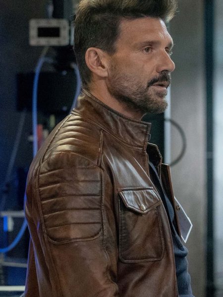 Boss Level Movie Frank Grillo Brown Leather Jacket