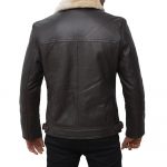 Asymmetrical Brown Shearling Leather Coat For Men