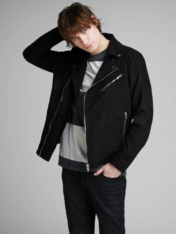 Classic Suede Biker Leather Jacket For Men