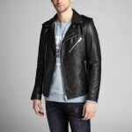 Shiny Black Biker Jacket For Men