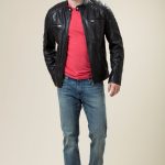 Black Bomber Sheep Skin Leather Jacket For Men