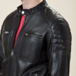 Black Bomber Sheep Skin Leather Jacket For Men