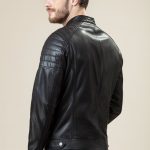 Black Bomber Sheep Skin Leather Jacket For Men