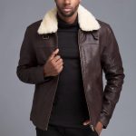 Chocolate Brown Real Fur Eskimo Collar Jacket For Men