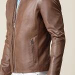 Elegant Brown Heavy Duty Leather Jacket For Men