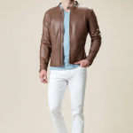 Elegant Brown Heavy Duty Leather Jacket For Men