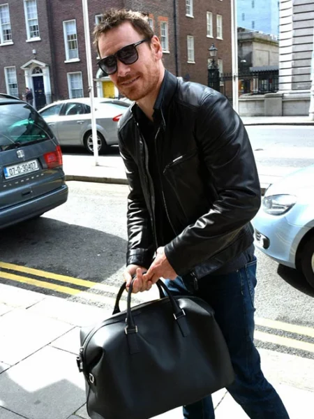 Michael Fassbender Black Leather Jacket Celebrity