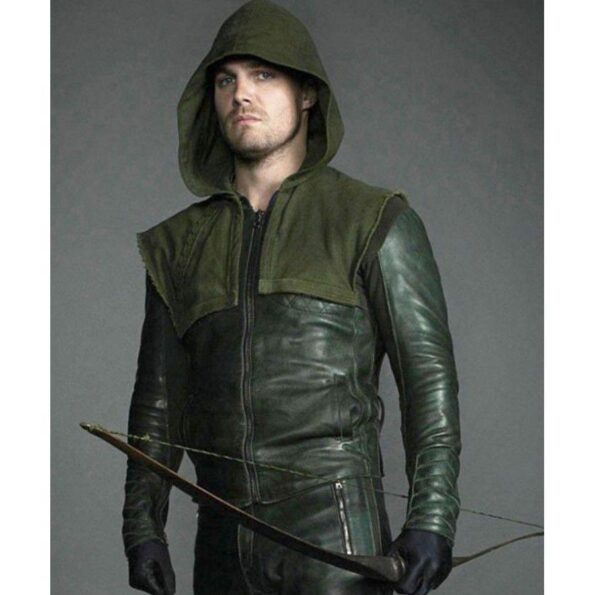 Green Arrow Stephen Amell Leather Jacket Hoodie Celebrity