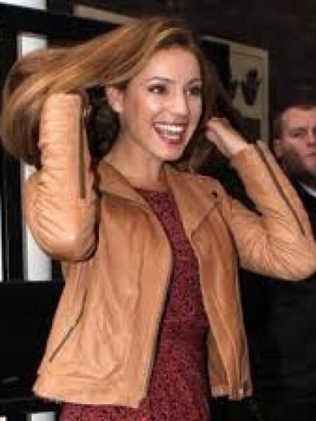 Kelly Brook Tan leather jacket