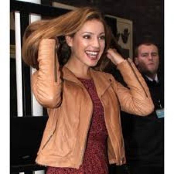 Kelly Brook Tan leather jacket