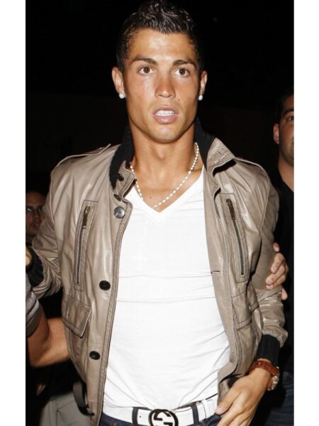 Steel Cristiano Ronaldo Leather Jacket Celebrity