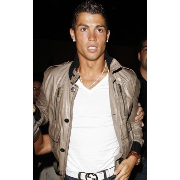 Steel Cristiano Ronaldo Leather Jacket Celebrity