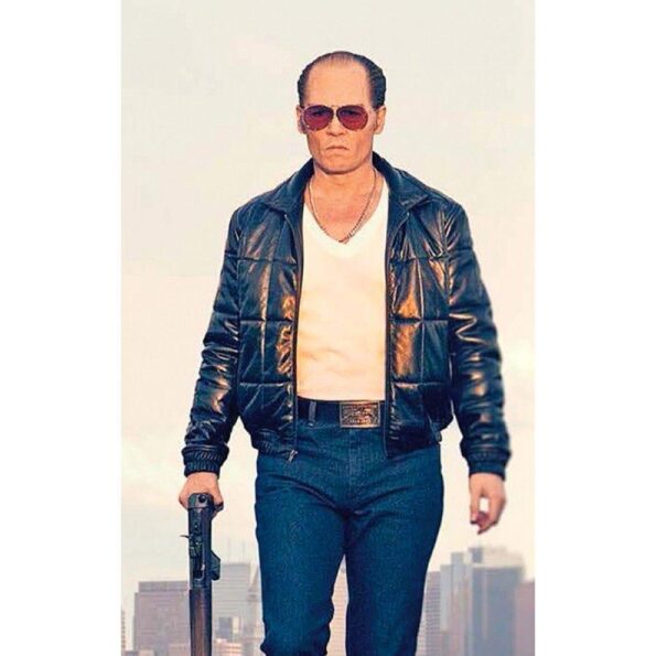 Johnny Depp Black Mass Black Leather Bomber Jacket Celebrity