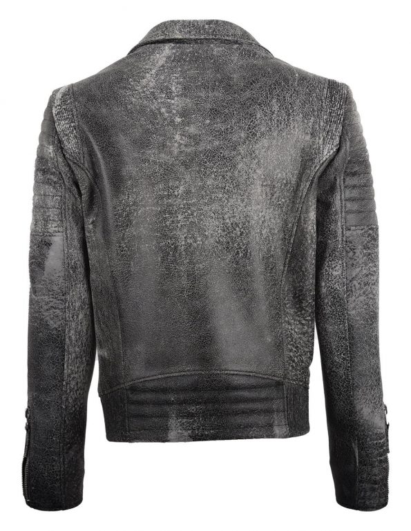 Crackle Style Biker Leather Jacket For Men back