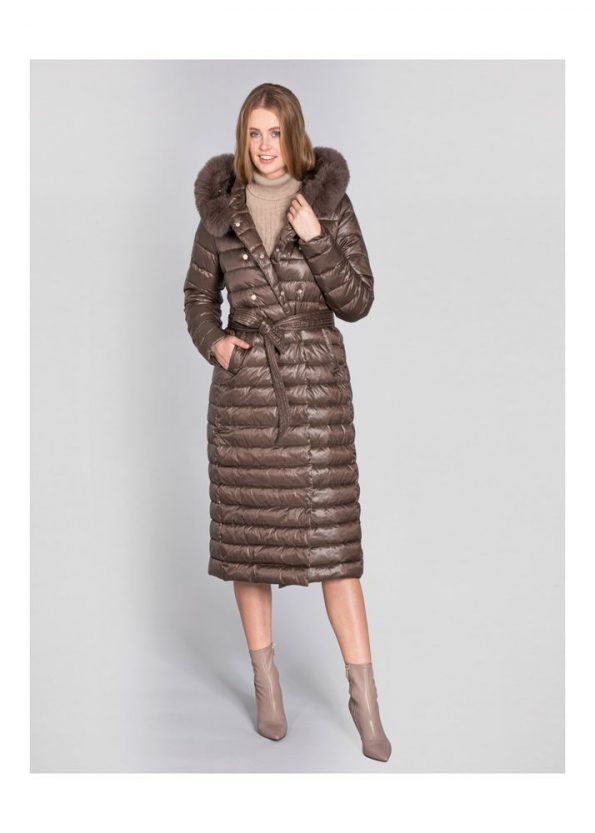 Down Fur Jacket Winter Jackets For Women in Dark beige