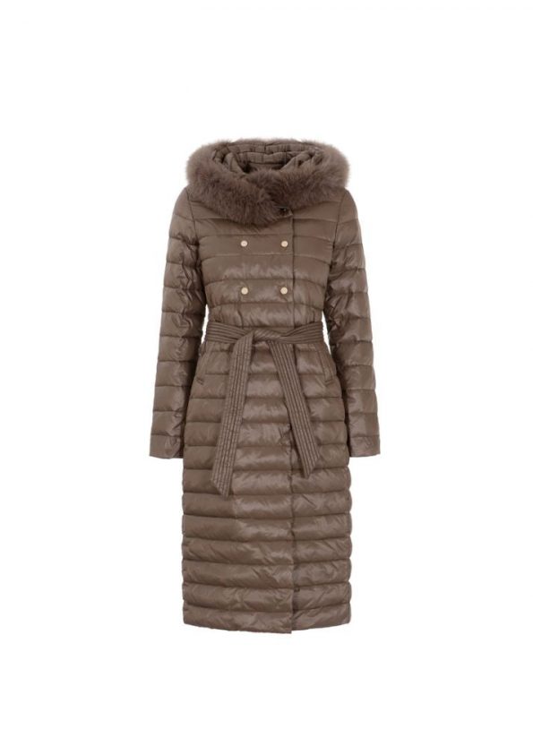 Down Fur Jacket Winter Jackets For Women in Dark beige without model