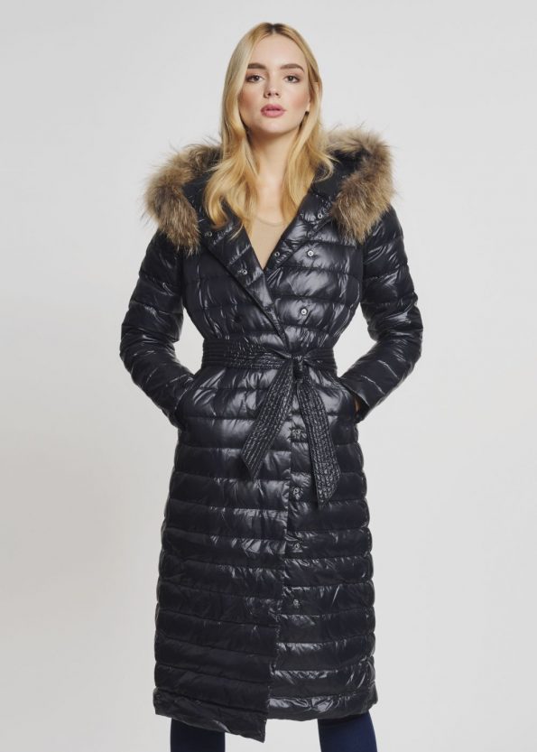 Down Fur Jacket Winter Jackets For Women in black front