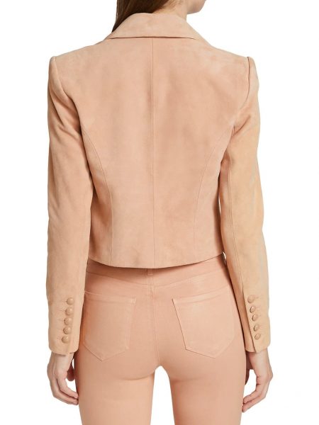 Genuine Suede Cropped Blazer For Women 2022 back