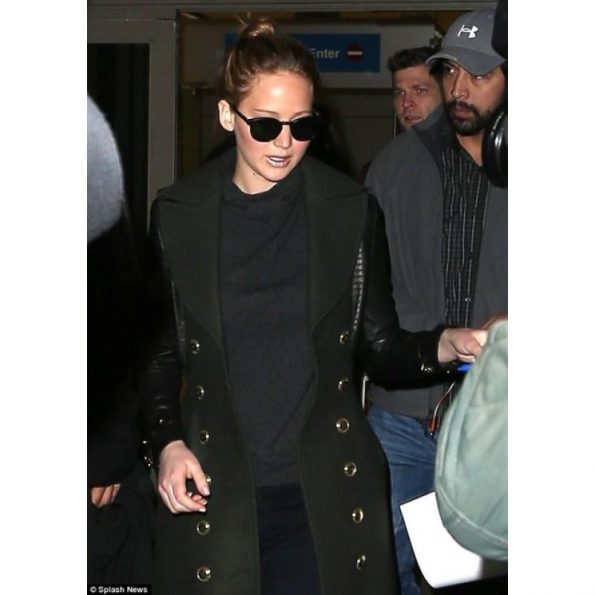 Jennifer Lawrence Women Celebrity Leather Coat