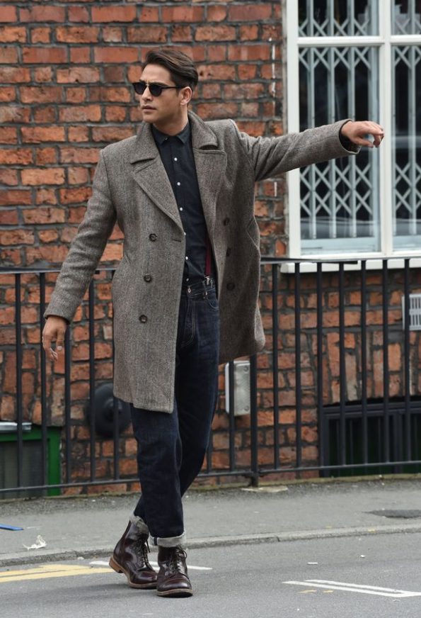 Luke Pasqualino Wool Vibrant Trench Coat walking