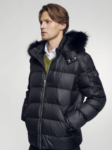 Luxurious look Mens Winter Jacket With Fur Trim New 2022 side pose