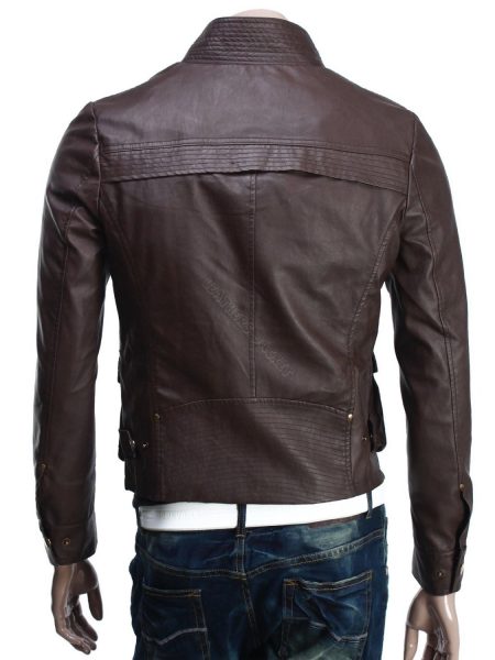 Men Slim Fit Stylish Leather Jacket Funter Style front